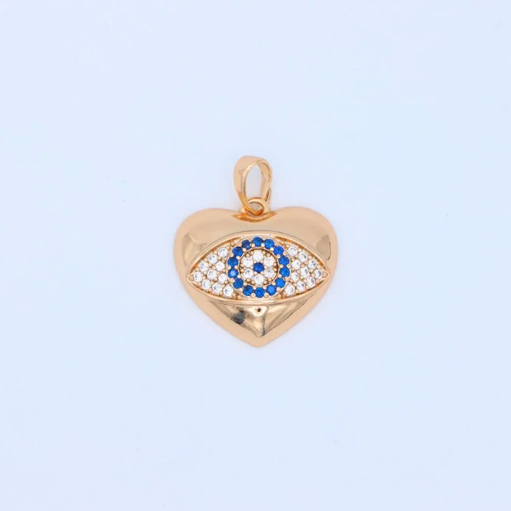 "Heart Shape Evil Eye Pendant in Rose Gold Finish, XPPT1576 - Picture 9 of 13